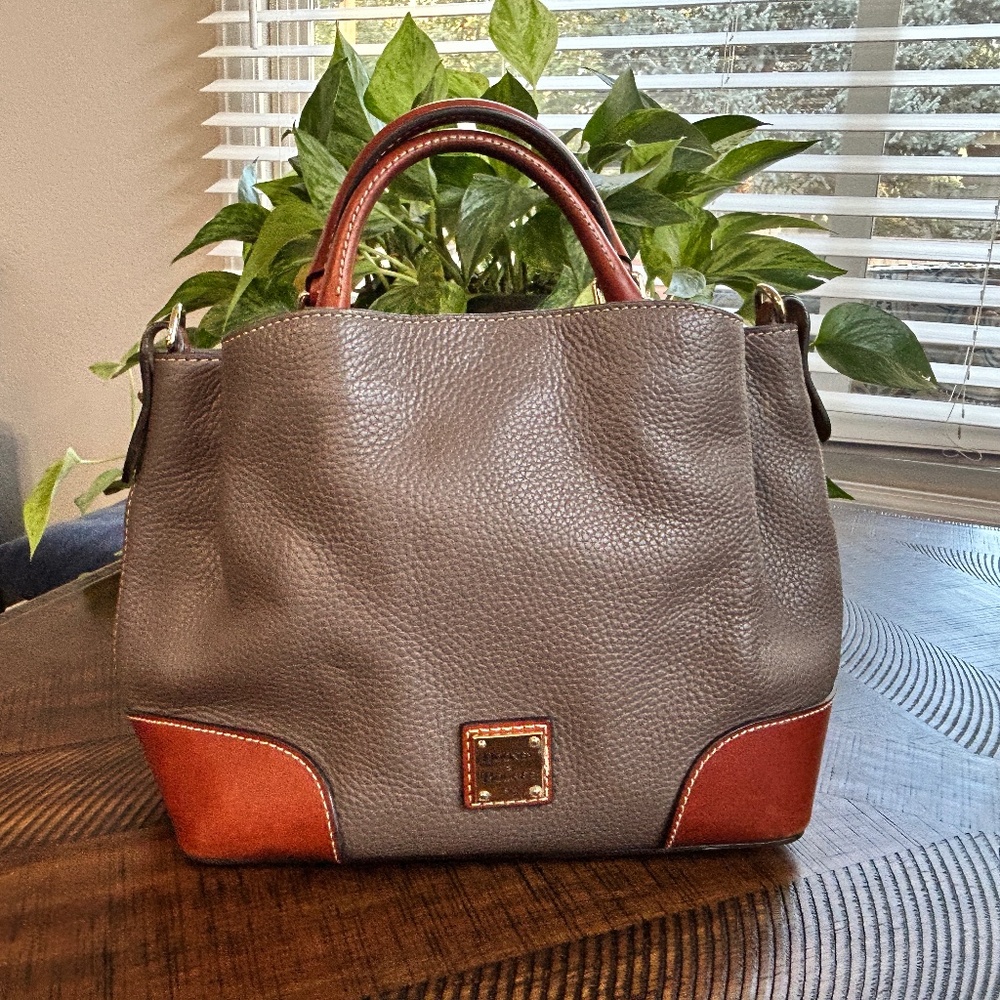 Mushroom and Tan Leather Dooney & Bourke bag